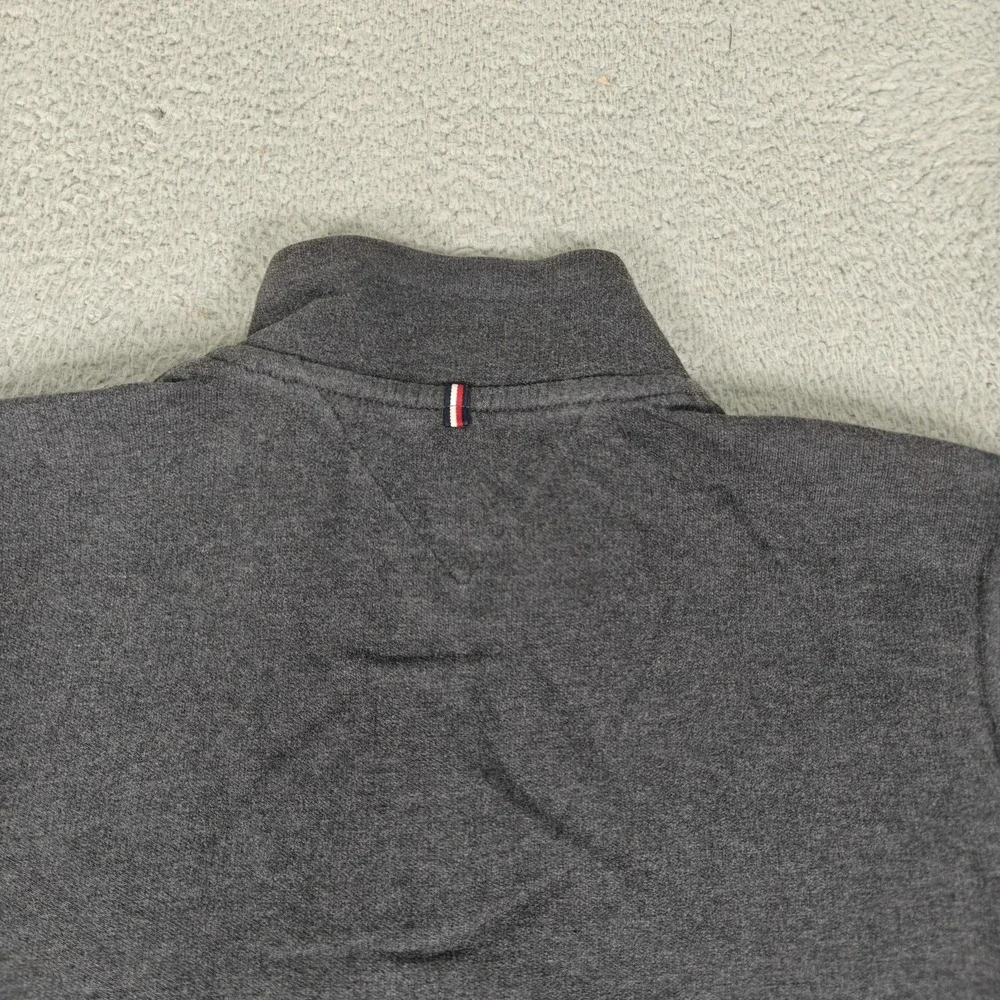 Tommy Hilfiger Sweater Mens‎ Large Gray 1/4 Zip Pullover Logo Cotton Classic